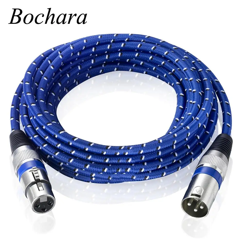 Кабель удлинитель Bochara в нейлоновой оплетке XLR штекер гнездо M/F 3 контактный