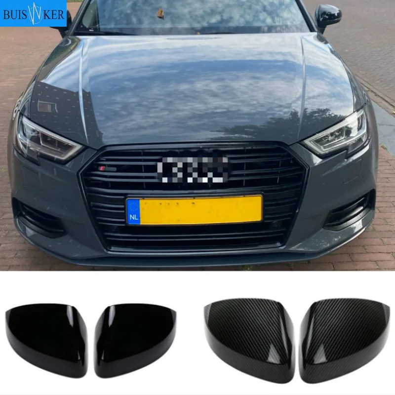 

For Audi A3 S3 8V RS3 2013 2014 2015 2016 2017 2018 2019 RearView Mirror Case Cover Carbon fiber pattern or Black Cover