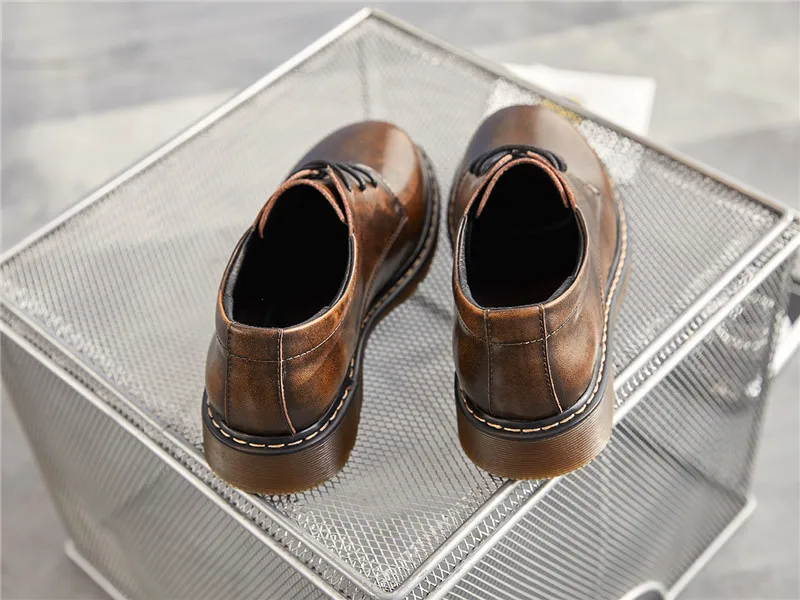 Vintage Women Flat Oxfords Shoes British Soft Leather Student Platform Brogues Shoes Flat College Lace Up Oxford Shoes For Woman (9)