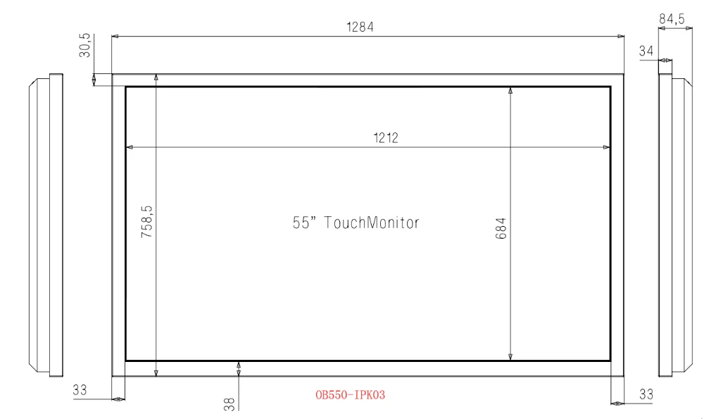 5" Антивандальная открытая рамка сенсорный ЖК-дисплей Мониторы, ИК сенсорный, 1920*1080, 350 нит, 7*24 часов работы, OB550-IPK03