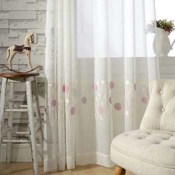 

Kids Girls Bedroom Curtains INS Pink Bubble Embroidery Tulle Curtain for Living room Sheer Voile Window Screen Home Decor X769#4