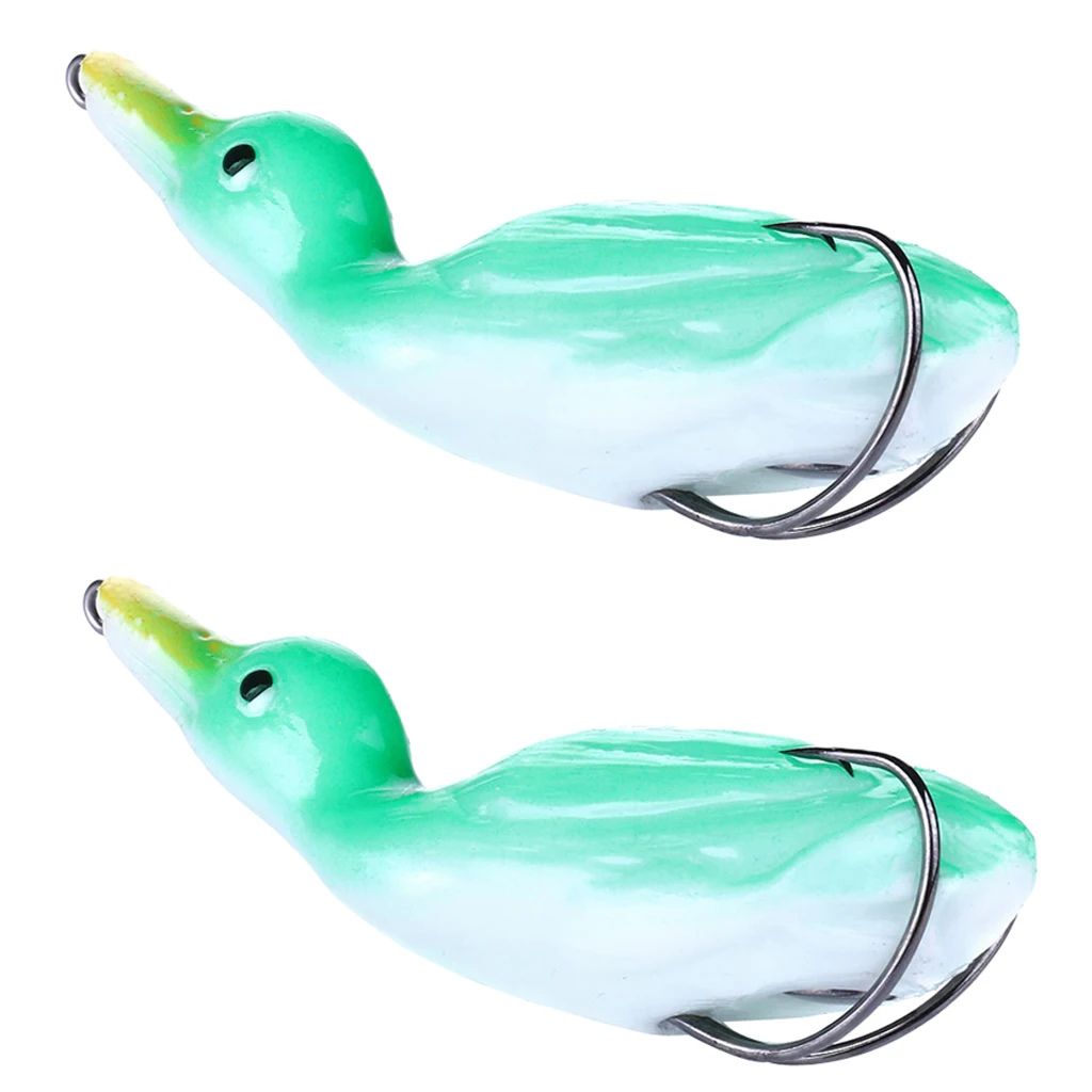 Perfeclan 2pcs 10.5cm Artificial Duck Fishing Lure Soft Silicone Sinking Wobblers Frog Baits Pesca Pike Carp Fishing Lures Tool
