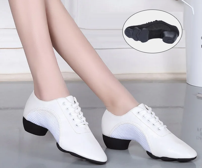 Dance Shoes Oxford Mesh Latin Dance Shoes Woman Sports Teacher Soft Sole Square Dancing Shoes Sneakers Adult Children