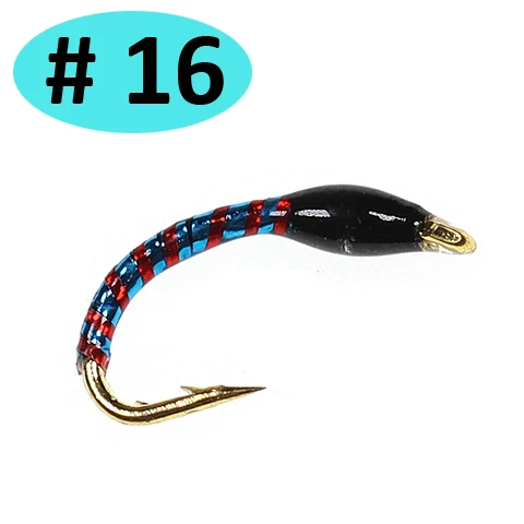 Color 16 ICERIO 8 шт. Midges Buzzer Nymphs мухи форели рыболовные приманки - Цвет: Color 16