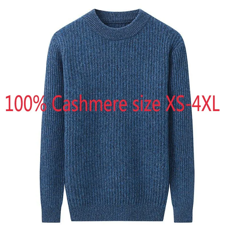 2020 New High Quality Winter Heavy 100% Pure Cashmere Men Pullover Knitting Thick Warm Computer Knitted O-neck Plus Size XS-4XL | Мужская