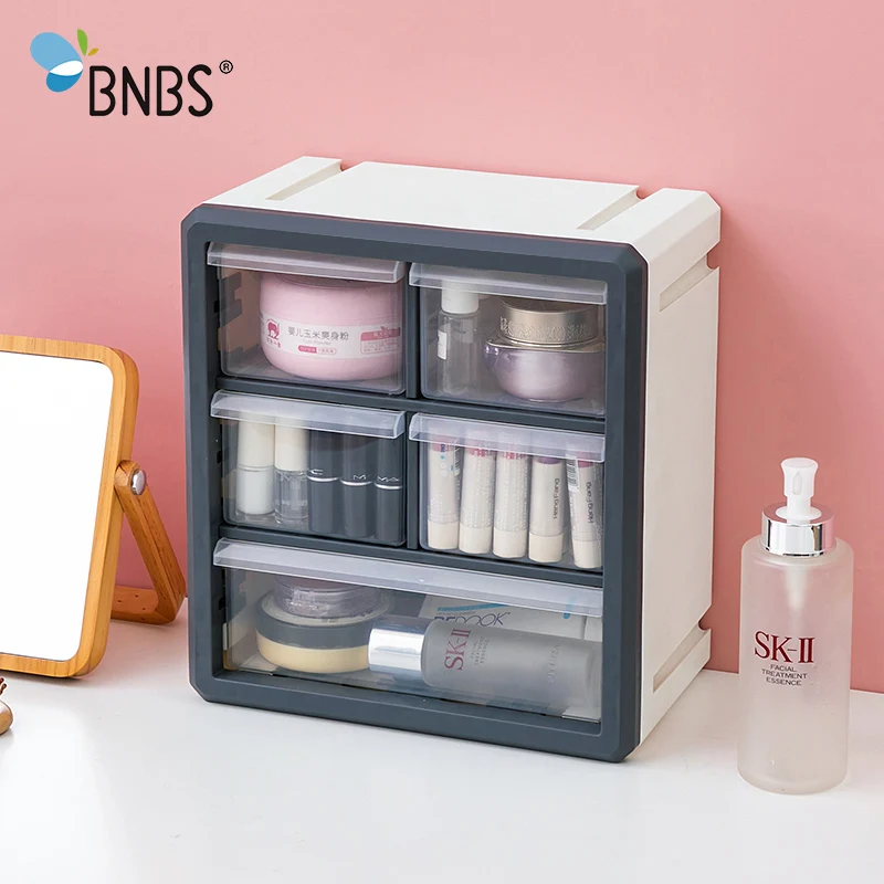 Billige BNBS Kunststoff Lagerung Box Kosmetik Organizer Desktop Multi schicht Schublade Fall Werkzeuge Perle Ringe Schmuck Make Up Veranstalter