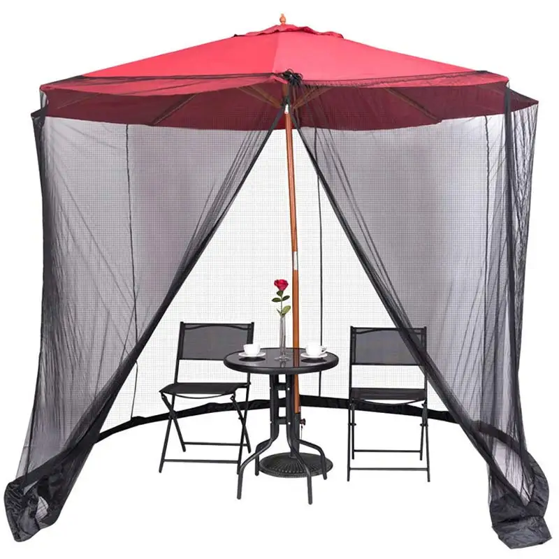 

Patio Umbrella Mosquito Netting Mesh Screen with Zipper for Umbrellas Patio Tables MU