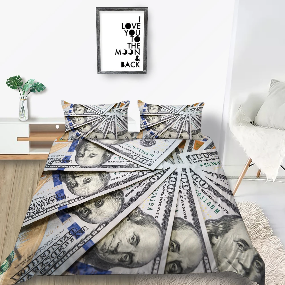 

Banknotes Bedding Set High End Creative 3D Duvet Cover Fashionable King Queen Twin Full Single Double Unique Design Bed Set