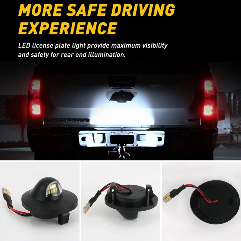 

2Pcs Car LED License Plate Light Lamp Assembly Replacement Bulbs For Ford F150 F250 F350