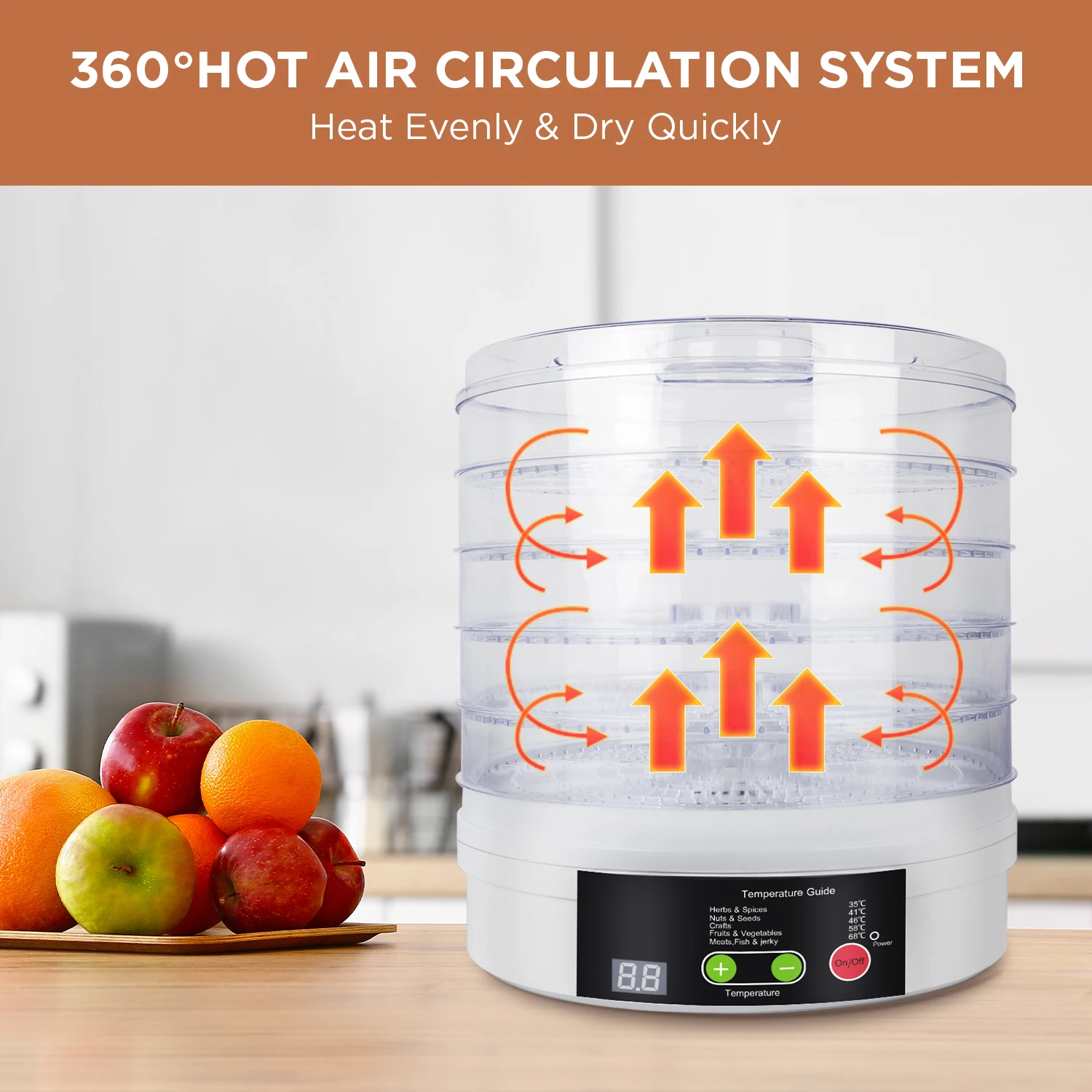 Macchina per frutta secca, essiccatore per alimenti, essiccatore elettrico per alimenti, essiccatore per carne secca, essiccatore per carne e verdura, vassoio a 5 strati_voghion.com