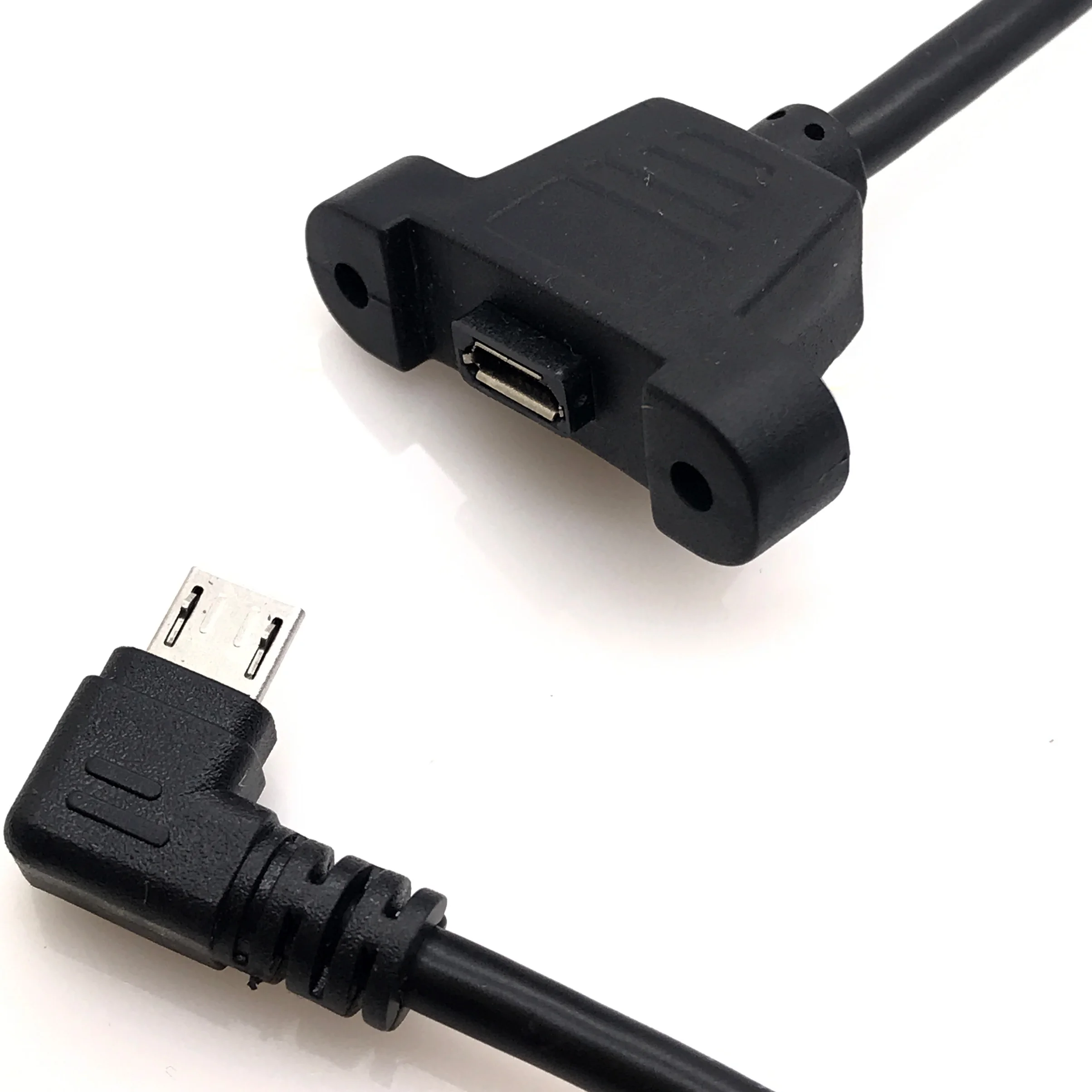 Micro USB 2,0 разъем для USB 2,0 Женский левый и правый 90 градусов удлинитель 30 см 50 см с винтами отверстие для крепления панели