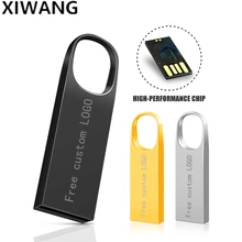 Waterdichte Geschenken USB Flash Drive 128GB Metalen Pen Drive 64GB 32GB Zilver Flash Memory DIsk 16GB pendrive 8GB 4GB Gratis custom LOGO(China)