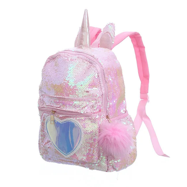 pink Модные рюкзаки с единорогом для подростков, Студенческая школьная сумка для девочек, сумка из искусственной кожи, мини-рюкзак с блестками для женщин, для путешествий - Color: pink
