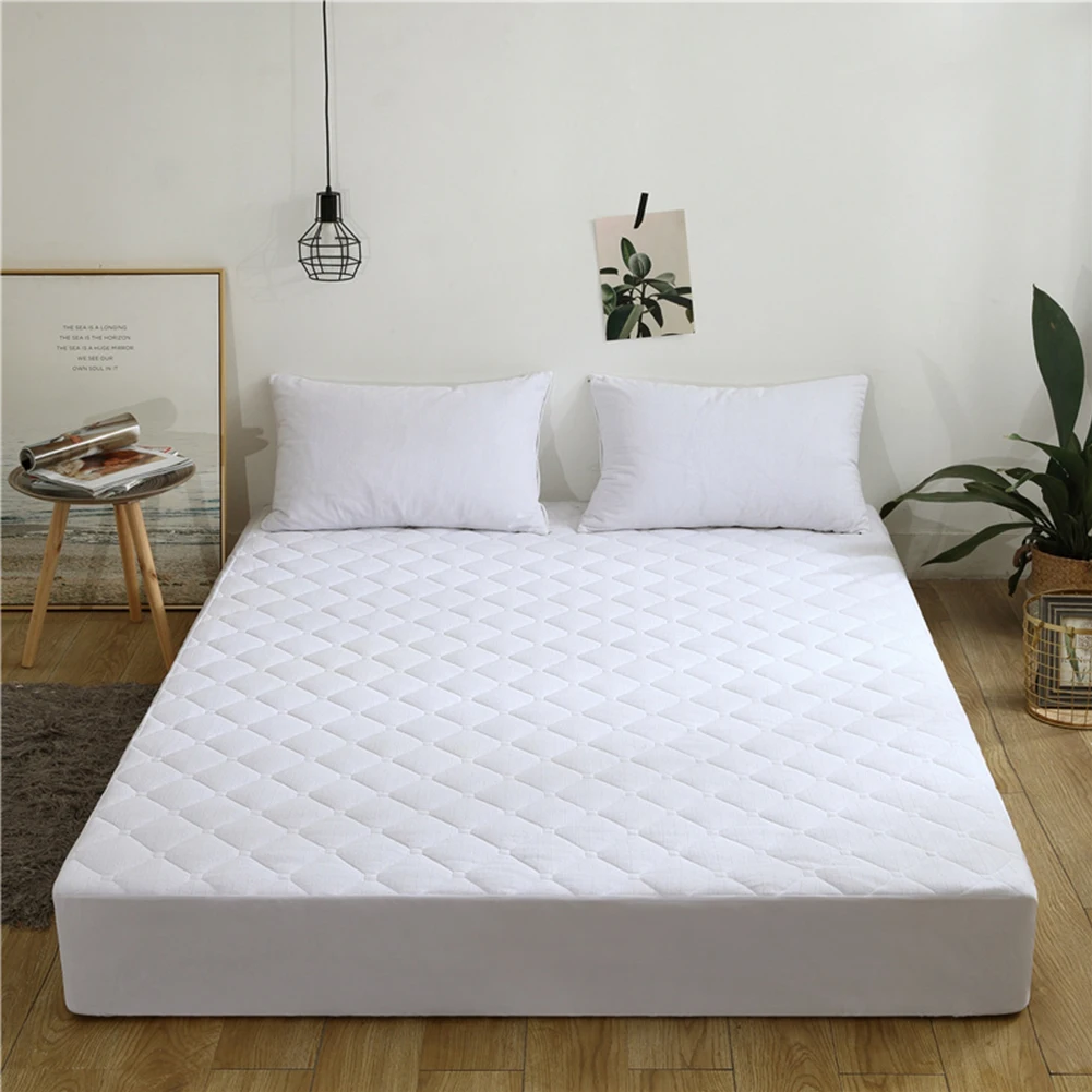 

Pad Mattress Cover Waterproof Hypoallergenic Bed Bug Home Washable Folding Mite Cotton Blend Protector Solid Quilted Dustproof