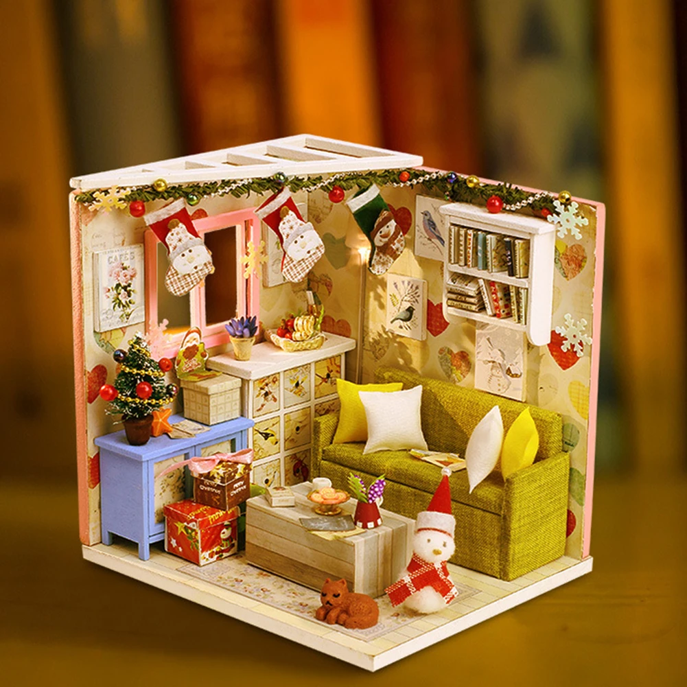 Кукольный дом мебель Diy Миниатюрный 3D Деревянный Miniaturas кукольный домик Модель игрушки для детей подарки на день рождения Каса дневник котенка