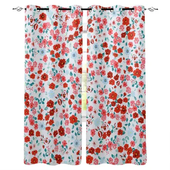 

Plant Red Petals Leaves Window Curtains Home Decor Bedroom Kitchen Curtain Panel Curtains for Living Room