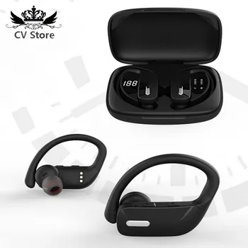 

2020 New Noise Cancelling Earhook Bluetooth Heaset Wireless Earbuds With Charging Case for Sports Workout Gym