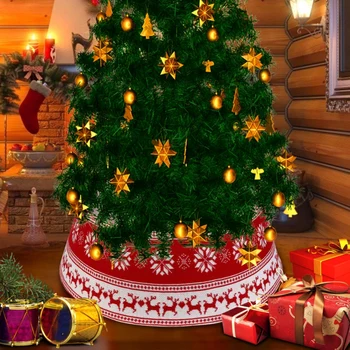 

Christmas Tree Skirt Snowflake Elk Knitting Base 30-In Diameter Base Christmas Tree Collar Base Cover Christmas Party Home Decor