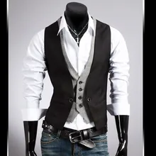 Мужской жилет Повседневная приталенная мужская одежда поддельные из двух частей смешанные цвета для мужчин модный кардиган большой размер Универсальный жилет