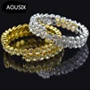 AOUSIX New Fashion Crystal 2 rows Bracelets & Bangles for Women 8 colors Rhinestone Stretching Bangle Upper Arm Bracelet Jewelry 2