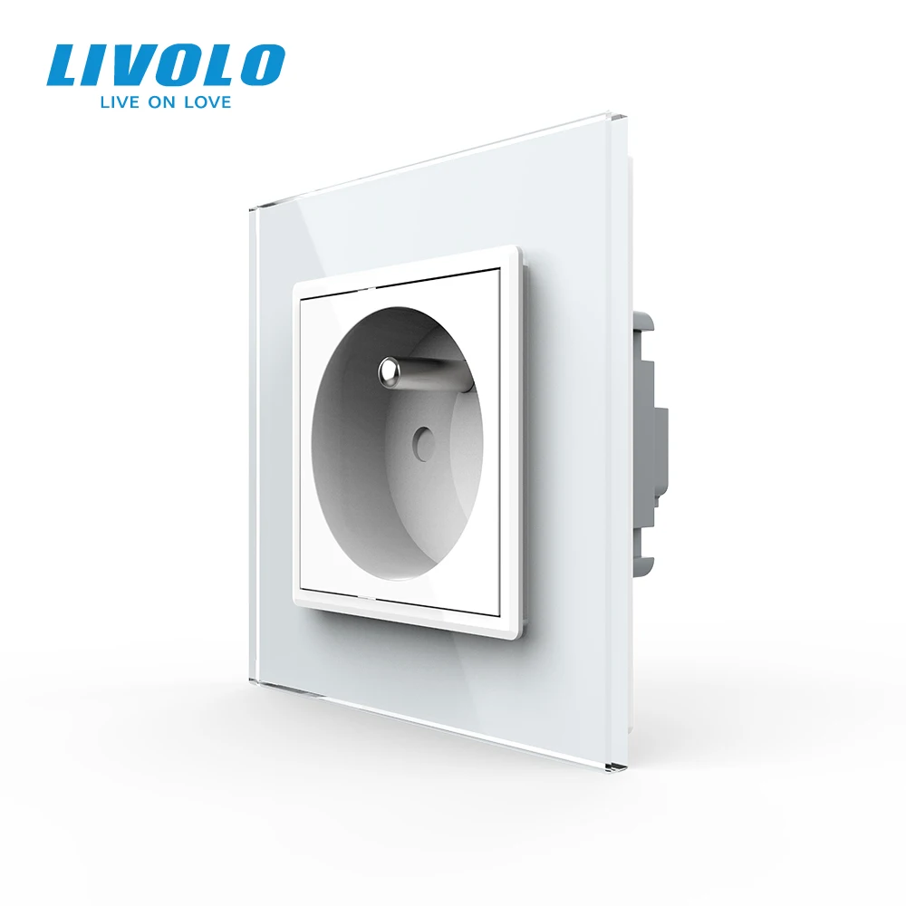 Настенная розетка Livolo белая стеклянная панель 100 ~ 250 В переменного тока 16 А без