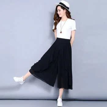 

Vintage Elastic Waist Trousers Casual Oversized Pants 2018 Women Casual Loose Wide Leg Pants