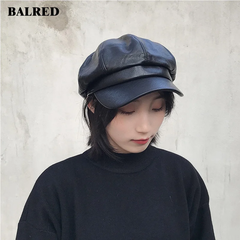 Берет из искусственной кожи, зимние шапки для мужчин и женщин, шапка, мужской берет в стиле винтаж, женская черная шапка Boinas в английском стиле, Прямая поставка