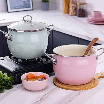 

22CM Enamel Soup Pot Home High Temperature Resistance Nonstick Cooking Pot for Induction Cooker