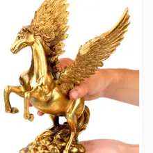 Редкий Азиатский летающий конь латунная статуя в бронзовой крылатой