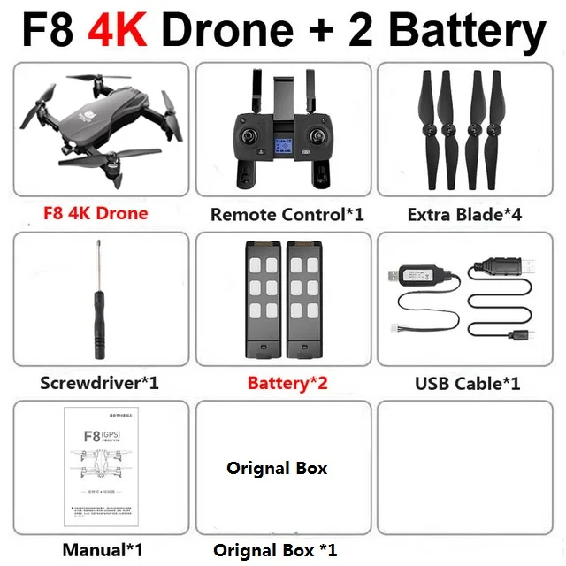 F8 gps Дрон 4K с двухосевой антивибрационной камерой 5G wifi FPV Квадрокоптер, Радиоуправляемый вертолет sd-карта Профессиональный VS SG907 L109 - Цвет: 4K 2B Box