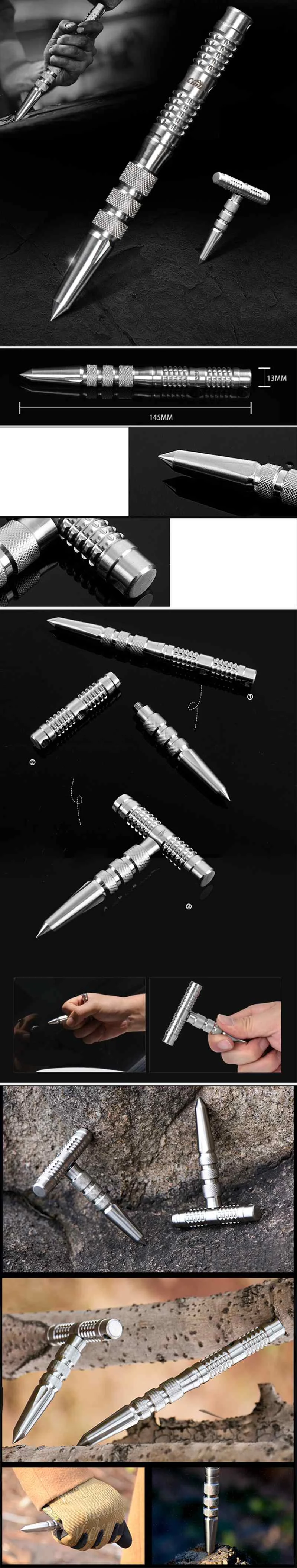 Hot Sale 3 In 1 Emergency Selfdefense Outdoor Tactical EDC Pen Portable Stainless Steel Safety Stick Emergency Survival Tool Kit