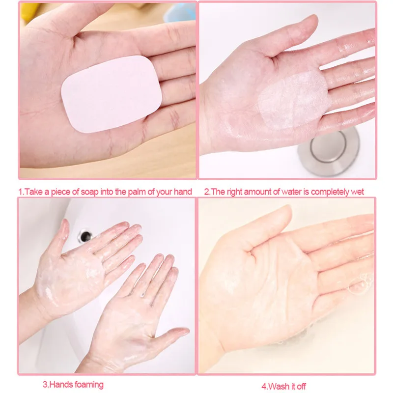 50pcs Travel Soap Paper Washing Hand Bath Clean Scented Slice Sheets 20pcs Boxe Portable Mini Soap|Аксессуары для защитной