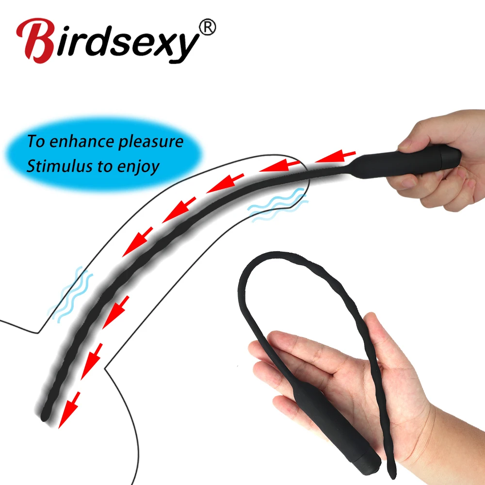 silicone urethral dilator urethral dilator Urethral Vibrator Catheter Penis Plug Sex Toy Men Vibrating Urethral Plug Penis Insertion Urethra Sound Dilator Adult Toys