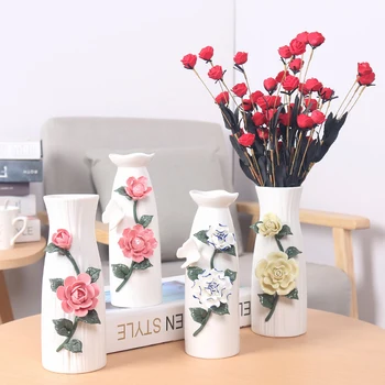 

Wholesale Handcrafts Flowers Carving Ceramics Vase Miniature Model Home Decoration Plants Pots Desk Decor Ornaments Flower Vase