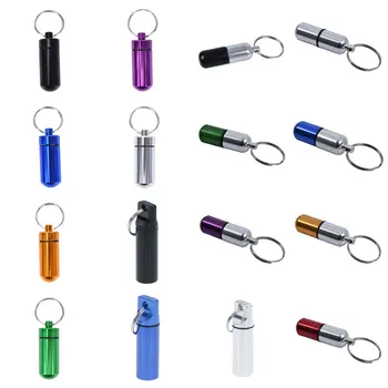 

1pc Waterproof Metal Pill Box Medicine Case Container Bottle Holder Keychain Carabiner Outdoor Pill Case Multicolor