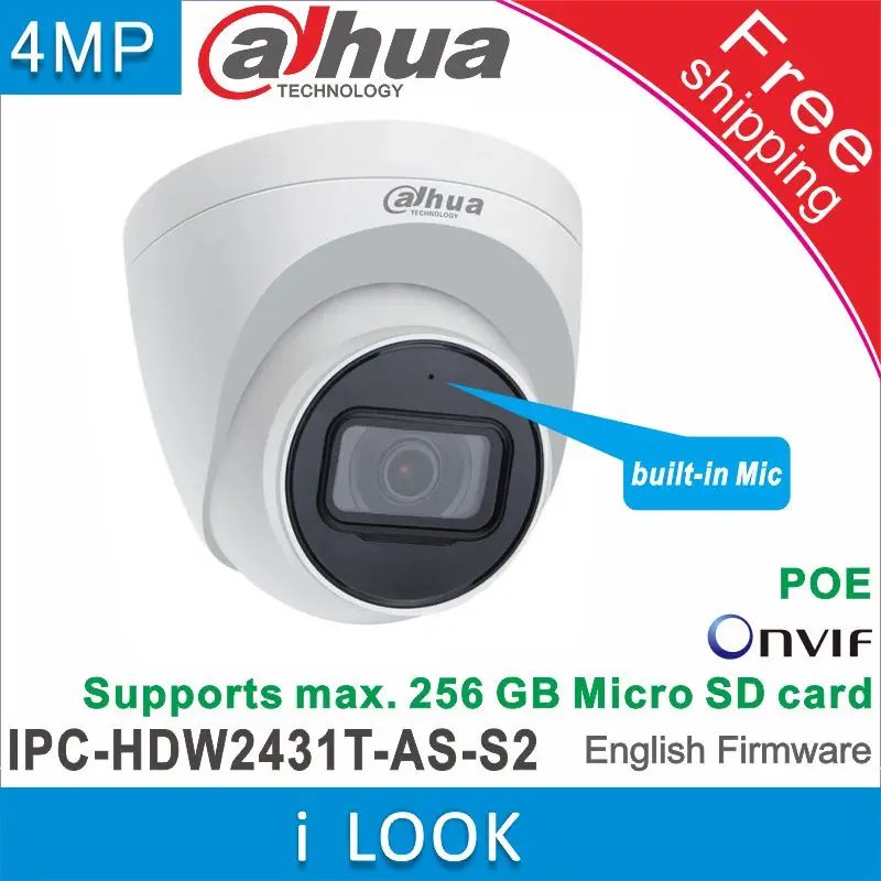 Бесплатная Доставка Dahua оригинальный IPC-HDW2431T-AS-S2 4MP IP67 возможностью погружения на