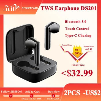 

Smartisan DS201 TWS Earphone Voice Control Type-C Charging Bluetooth 5.0 Touch Control True Wireless Earbuds