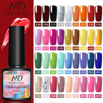 

MAD DOLL 8ml 2020 New Gel Nail Polish Shiny Nail Gel Semi Permanant Soak Off UV Gel Base Coat No Wipe Top Coat