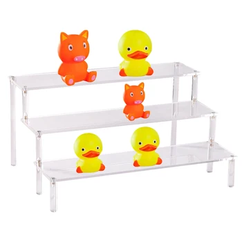

Three-Tier Cosmetics Storage Model Holder Clear Acrylic Detachable Ladder Frame Multifunctional Wedding Party Display Rack