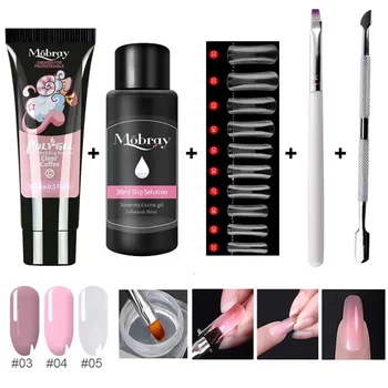 

Nail Art Manicure Set UV Acrylic Poly Gel for Nail Quick Extension Builder Gel Nail Molds Double-headed Steel Pusher