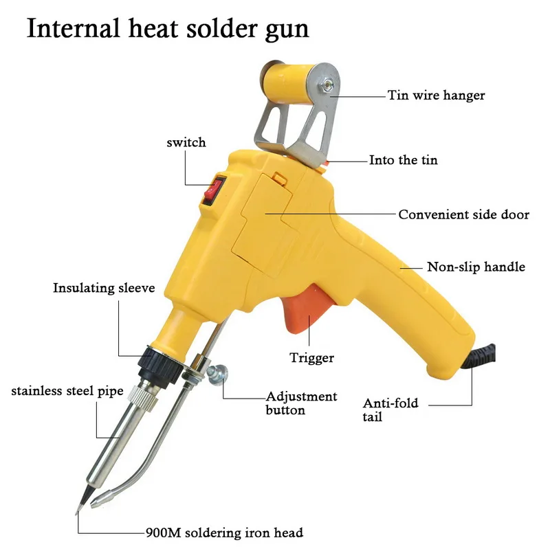 110 В/220 В 60 Вт США/ЕС ручной внутренний нагрев паяльник автоматически отправляется оловянный пистолет паяльная Сварка инструмент для ремонта