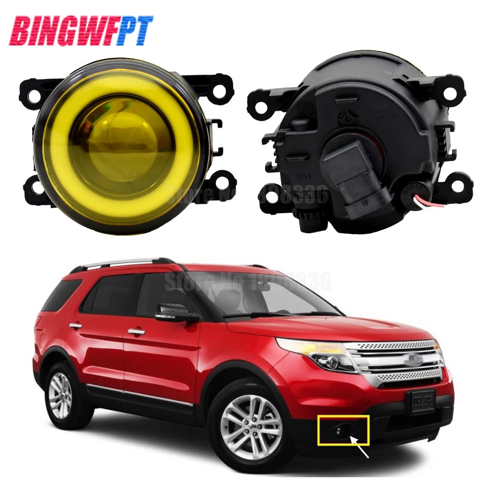 

2pcs/pair H11 90mm LED Fog Lamp Assembly Angel eyes For Ford Explorer 2011 2012 2013 2014 For Ford/Focus Sedan 2009-2011