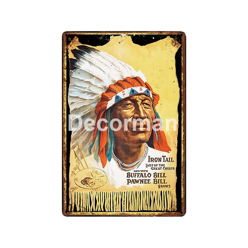 [DecorMan] Southern pathifi Chief Pin up Train etal Плакат на заказ роспись бар Бар Декор LT-2029 - Цвет: GLC-12766
