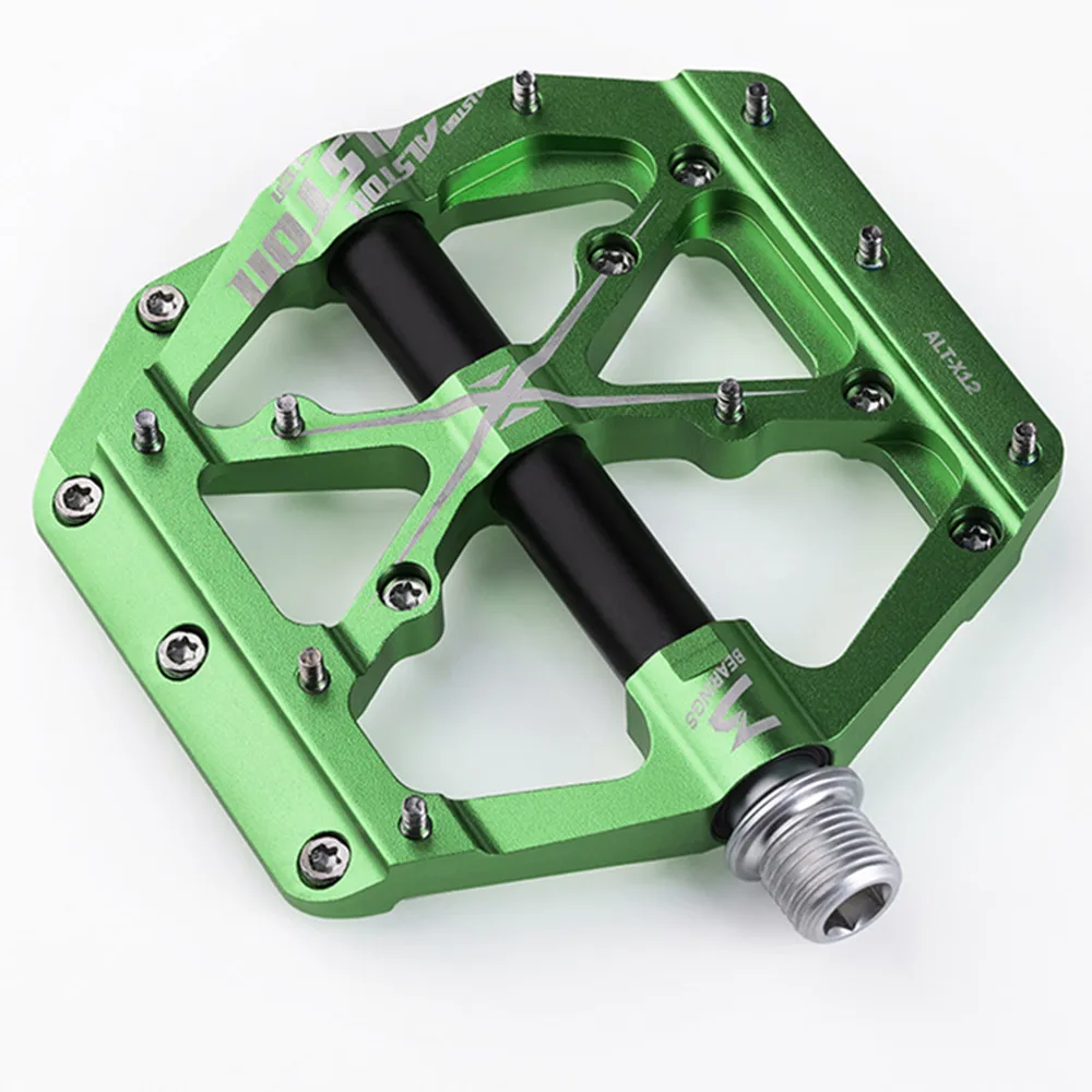 

Ansjs 3 Bearings Mountain Bike Pedals Platform Bicycle Flat Alloy Pedals 9/16" Pedals Non-Slip Alloy Flat Pedals