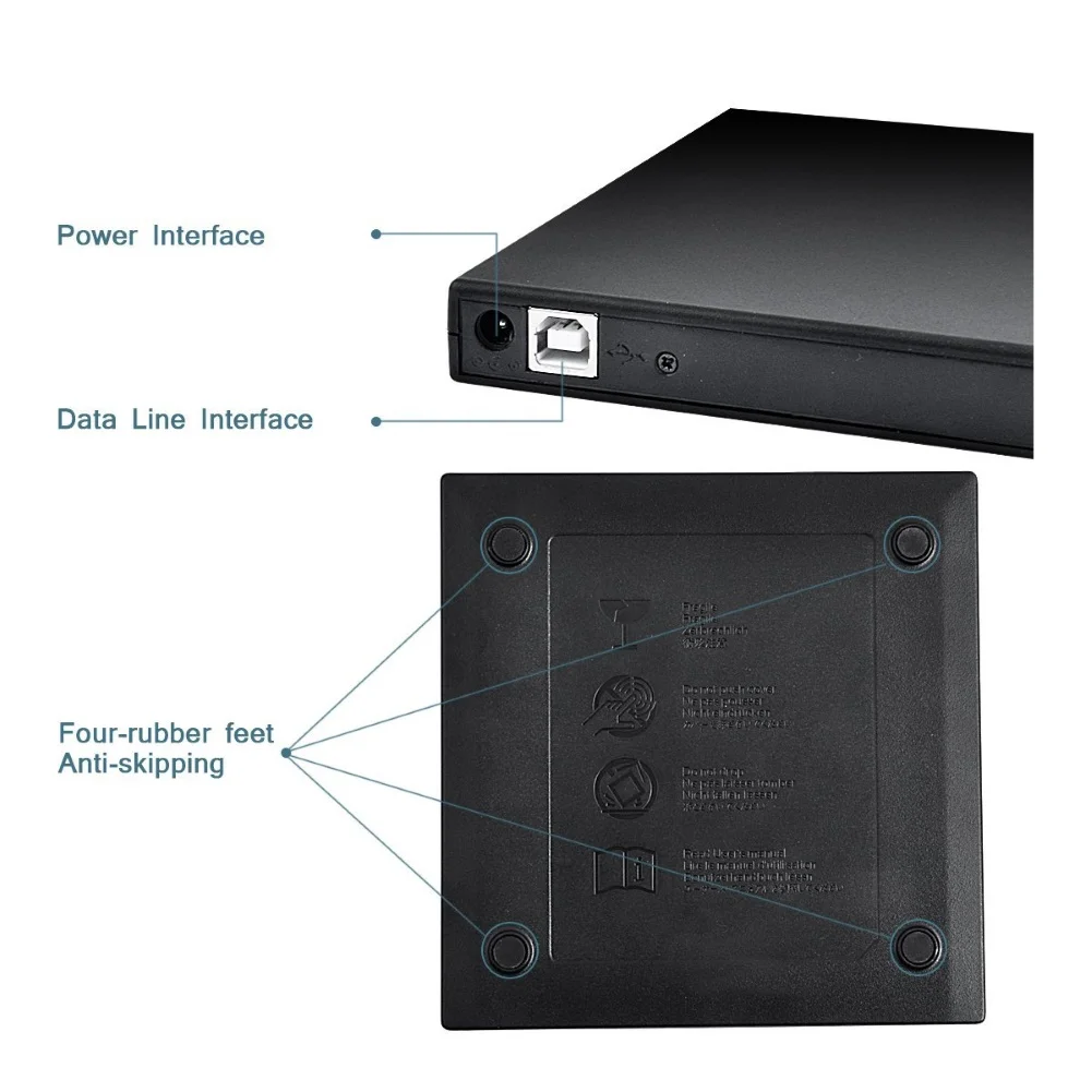 USB 2 0 тонкий внешний DVD RW CD Писатель Привод горелки ридер плеер оптические диски