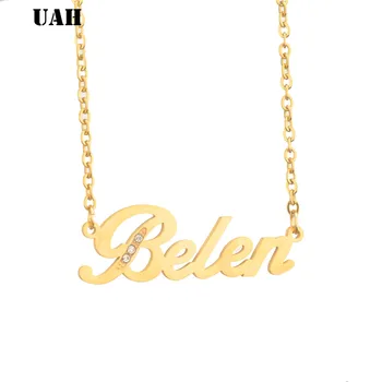 

UAH Belen Name or Personalized Name Necklace,Custom Jewelry for women Gift,Personalized Letter Necklace Pendant Nameplate Gift