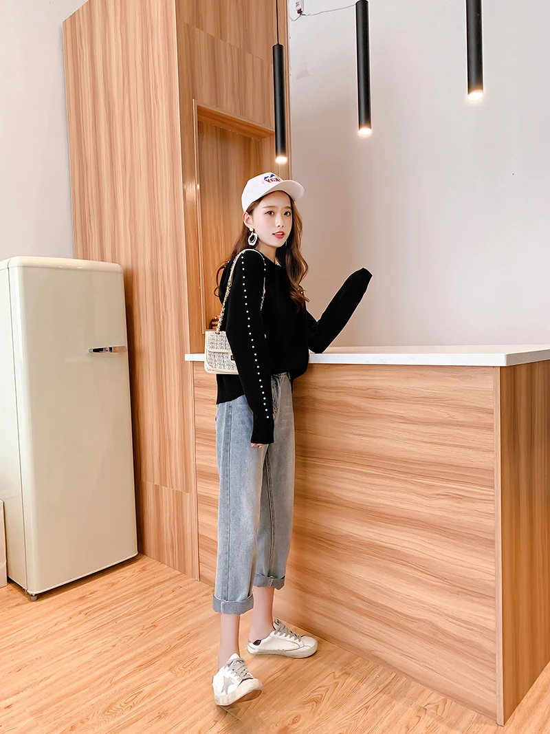 Pull femme nouveaute осенне-зимний свитер для женщин модный свитер с капюшоном и длинными рукавами, украшенный бисером пуловер женский свитер C244