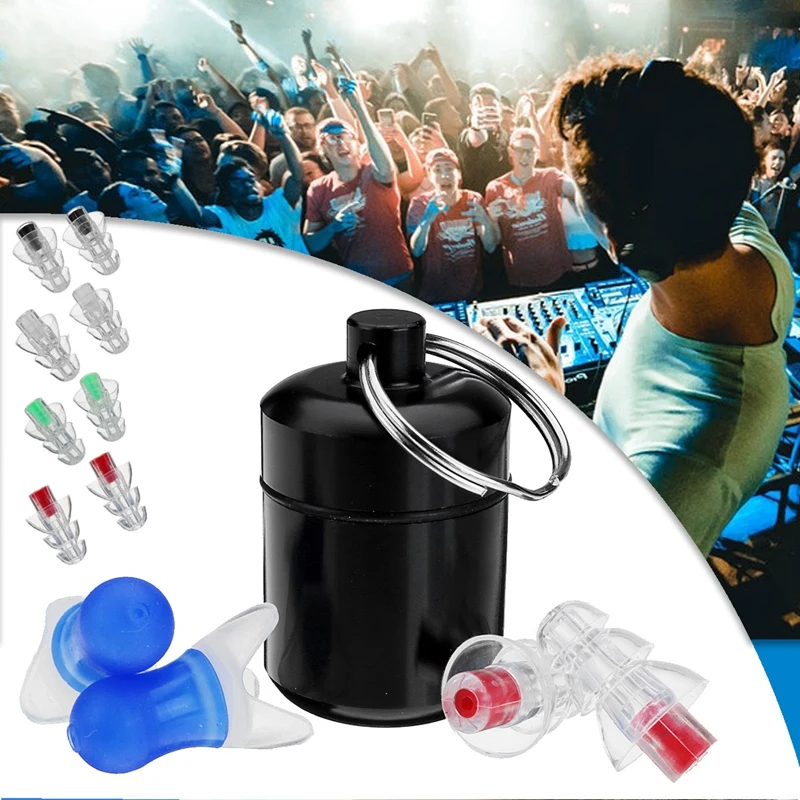 2Pcs Noise Cancelling Earplugs Hearing Protection Reusable Silicone Ear Plugs For Sleep Protector Musician Bar Drummer |