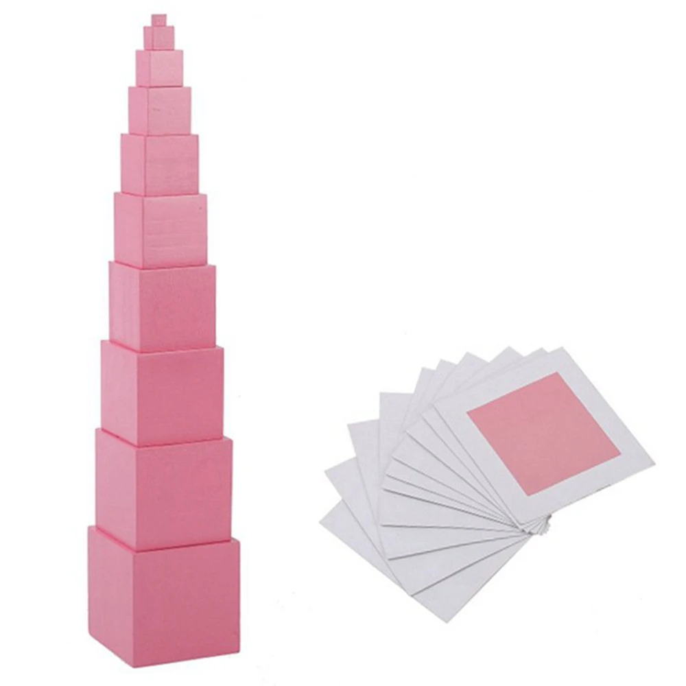 High-Quality-Wooden-Montessori-Mathematics-Toys-Pink-Tower-Solid-Wood-Cube-0-5-7cm-Early-Preschool