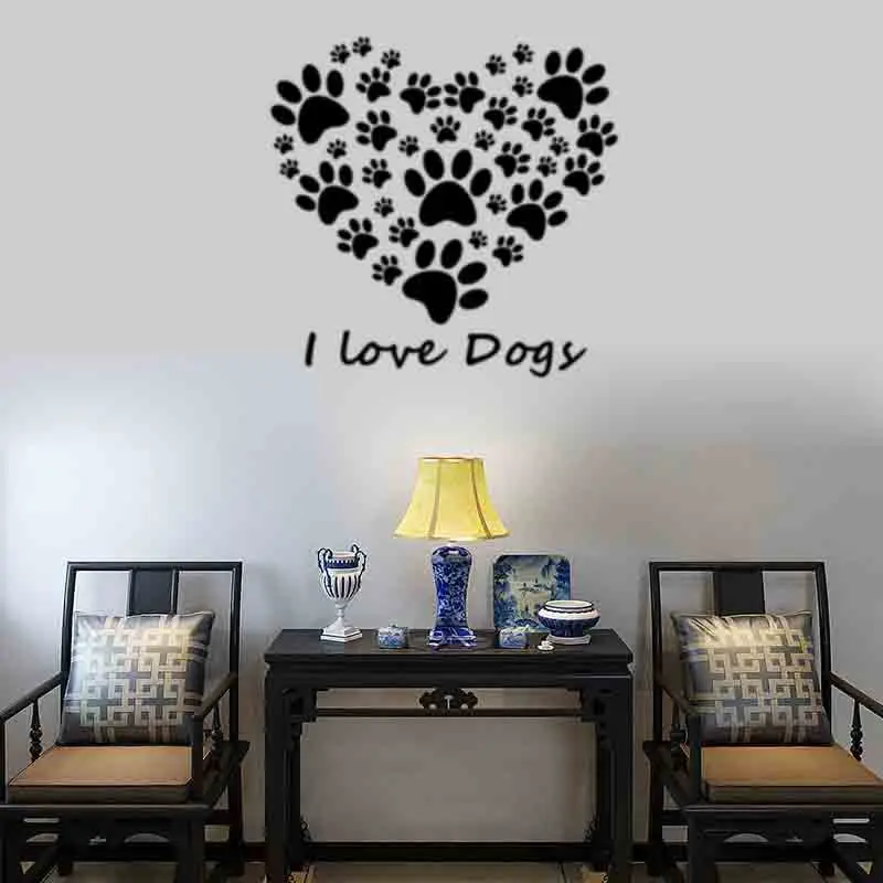 Наклейки на стену в виде милой собаки для детской комнаты I love Dogy | Дом и сад